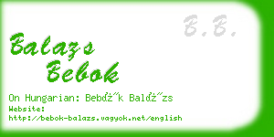 balazs bebok business card